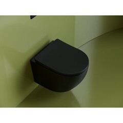 Унитаз подвесной Ceramicanova Uno безободковый черный матовый с сиденьем дюропласт микролифт (CN11001MB) - фото 10