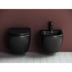 Унитаз подвесной Ceramicanova Metropol безободковый черный матовый с сиденьем дюропласт микролифт (CN4002MB) - фото 9
