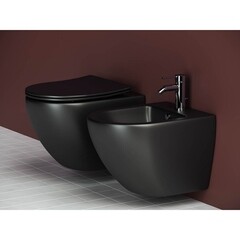 Унитаз подвесной Ceramicanova Metropol безободковый черный матовый с сиденьем дюропласт микролифт (CN4002MB) - фото 8