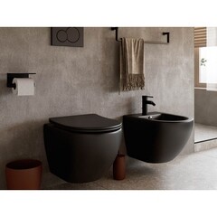 Унитаз подвесной Ceramicanova Metropol безободковый черный матовый с сиденьем дюропласт микролифт (CN4002MB) - фото 7