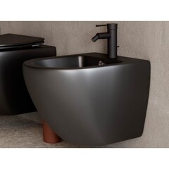 Унитаз подвесной Ceramicanova Metropol безободковый черный матовый с сиденьем дюропласт микролифт (CN4002MB) - фото 5