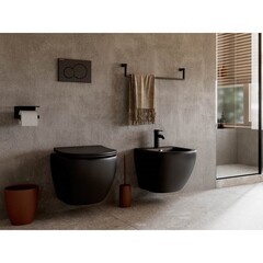 Унитаз подвесной Ceramicanova Metropol безободковый черный матовый с сиденьем дюропласт микролифт (CN4002MB) - фото 4