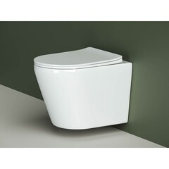 Унитаз подвесной Ceramicanova Highlight безободковый белый с сиденьем дюропласт микролифт (CN1804) - фото 9