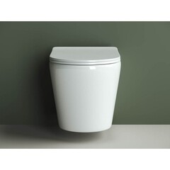 Унитаз подвесной Ceramicanova Highlight безободковый белый с сиденьем дюропласт микролифт (CN1804) - фото 8