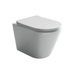 Изображение товара Унитаз подвесной Ceramicanova Highlight безободковый белый с сиденьем дюропласт микролифт (CN1804)