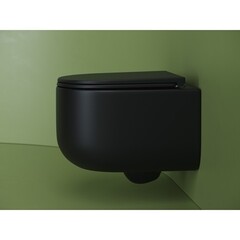 Унитаз подвесной Ceramicanova Ulma безободковый черный матовый с сиденьем дюропласт микролифт (CN4006MB) - фото 7