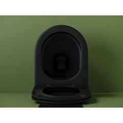 Унитаз подвесной Ceramicanova Ulma безободковый черный матовый с сиденьем дюропласт микролифт (CN4006MB) - фото 8