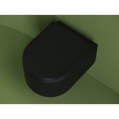 Унитаз подвесной Ceramicanova Ulma безободковый черный матовый с сиденьем дюропласт микролифт (CN4006MB) - фото 3