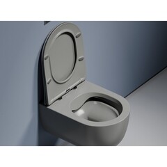 Унитаз подвесной Ceramicanova Modena безободковый антрацит матовый с сиденьем дюропласт микролифт (CN6063MH) - фото 12