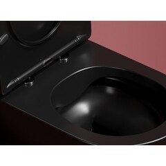 Унитаз подвесной Ceramicanova Modena безободковый черный матовый с сиденьем дюропласт микролифт (CN6063MB) - фото 7
