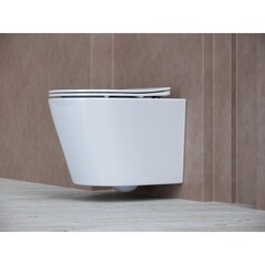 Унитаз подвесной Ceramicanova Balearica безободковый белый с сиденьем дюропласт микролифт (CN6000) - фото 7