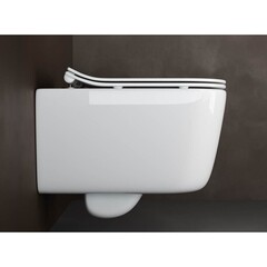 Унитаз подвесной Ceramicanova New Day безободковый белый с сиденьем дюропласт микролифт (CN3005) - фото 6
