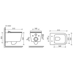 Унитаз подвесной Ceramicanova New Day безободковый белый с сиденьем дюропласт микролифт (CN3005) - фото 2