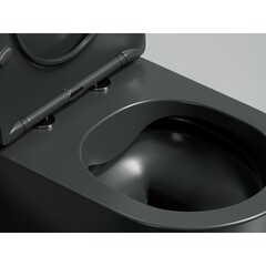 Унитаз подвесной Ceramicanova Modena безободковый темный антрацит матовый с сиденьем дюропласт микролифт (CN6063MDH) - фото 9