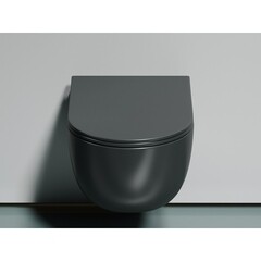 Унитаз подвесной Ceramicanova Modena безободковый темный антрацит матовый с сиденьем дюропласт микролифт (CN6063MDH) - фото 7