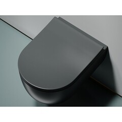 Унитаз подвесной Ceramicanova Modena безободковый темный антрацит матовый с сиденьем дюропласт микролифт (CN6063MDH) - фото 5