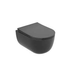 Унитаз подвесной Ceramicanova Modena безободковый темный антрацит матовый с сиденьем дюропласт микролифт (CN6063MDH)