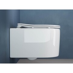 Унитаз подвесной Ceramicanova Moments безободковый белый с сиденьем дюропласт микролифт (CN3003) - фото 5