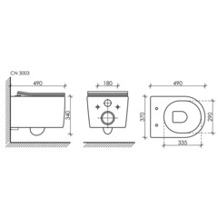 Унитаз подвесной Ceramicanova Moments безободковый белый с сиденьем дюропласт микролифт (CN3003) - фото 2