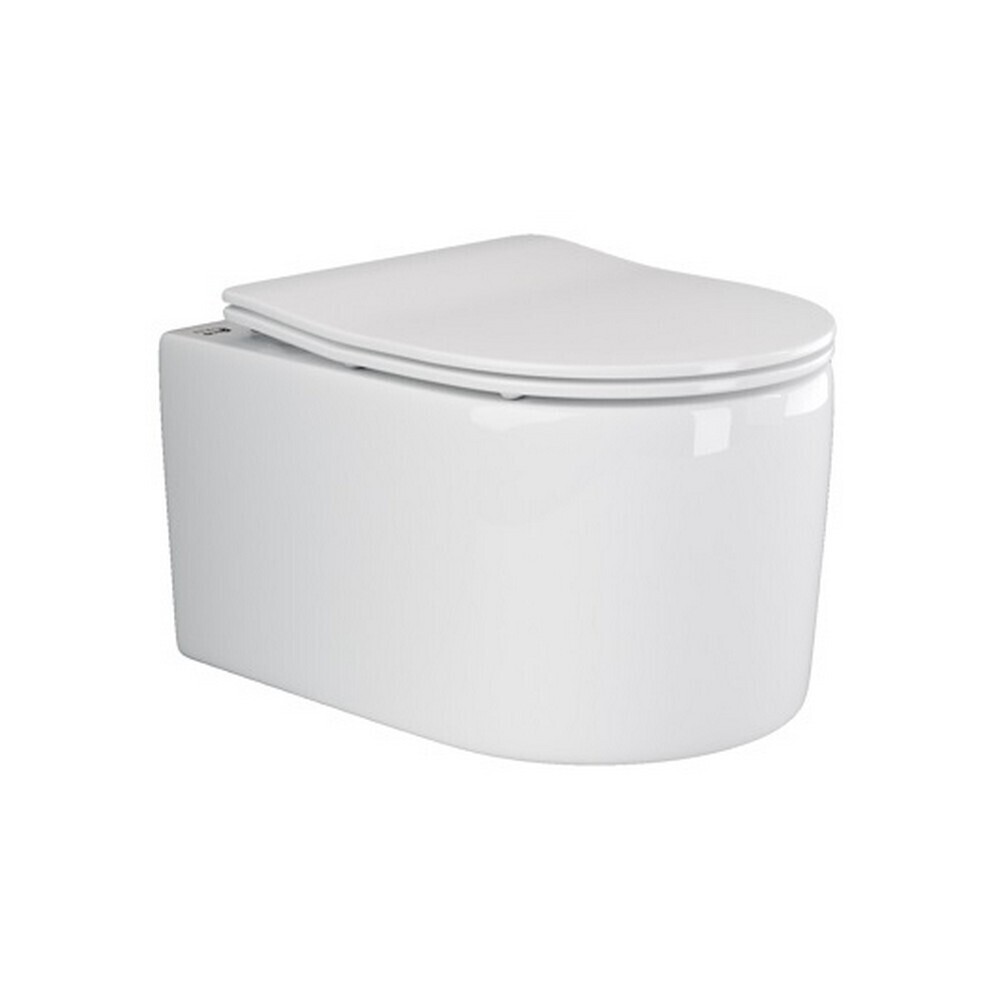 Изображение товара Унитаз подвесной Ceramicanova Moments безободковый белый с сиденьем дюропласт микролифт (CN3003)