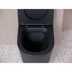 Унитаз подвесной Ceramicanova Balearica безободковый черный матовый с сиденьем дюропласт микролифт (CN6000MB) - фото 5