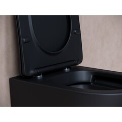 Унитаз подвесной Ceramicanova Balearica безободковый черный матовый с сиденьем дюропласт микролифт (CN6000MB) - фото 6