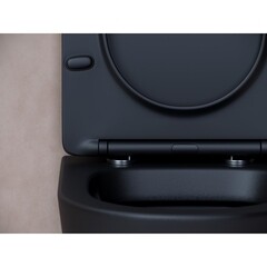 Унитаз подвесной Ceramicanova Balearica безободковый черный матовый с сиденьем дюропласт микролифт (CN6000MB) - фото 4