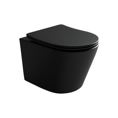 Изображение товара Унитаз подвесной Ceramicanova Balearica безободковый черный матовый с сиденьем дюропласт микролифт (CN6000MB)