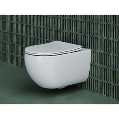 Унитаз подвесной Ceramicanova Long безободковый белый с сиденьем дюропласт микролифт (CN3015) - фото 8