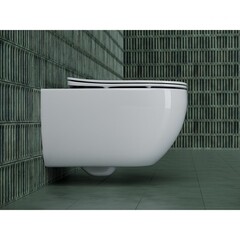 Унитаз подвесной Ceramicanova Long безободковый белый с сиденьем дюропласт микролифт (CN3015) - фото 7