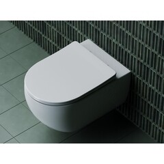 Унитаз подвесной Ceramicanova Long безободковый белый с сиденьем дюропласт микролифт (CN3015) - фото 5