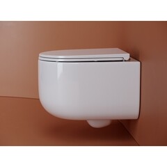 Унитаз подвесной Ceramicanova Ulma безободковый белый с сиденьем дюропласт микролифт (CN4006) - фото 8