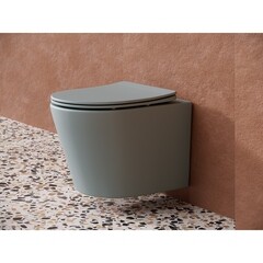 Унитаз подвесной Ceramicanova Balearica безободковый антрацит матовый с сиденьем дюропласт микролифт (CN6000MH) - фото 7