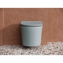 Унитаз подвесной Ceramicanova Balearica безободковый антрацит матовый с сиденьем дюропласт микролифт (CN6000MH) - фото 8