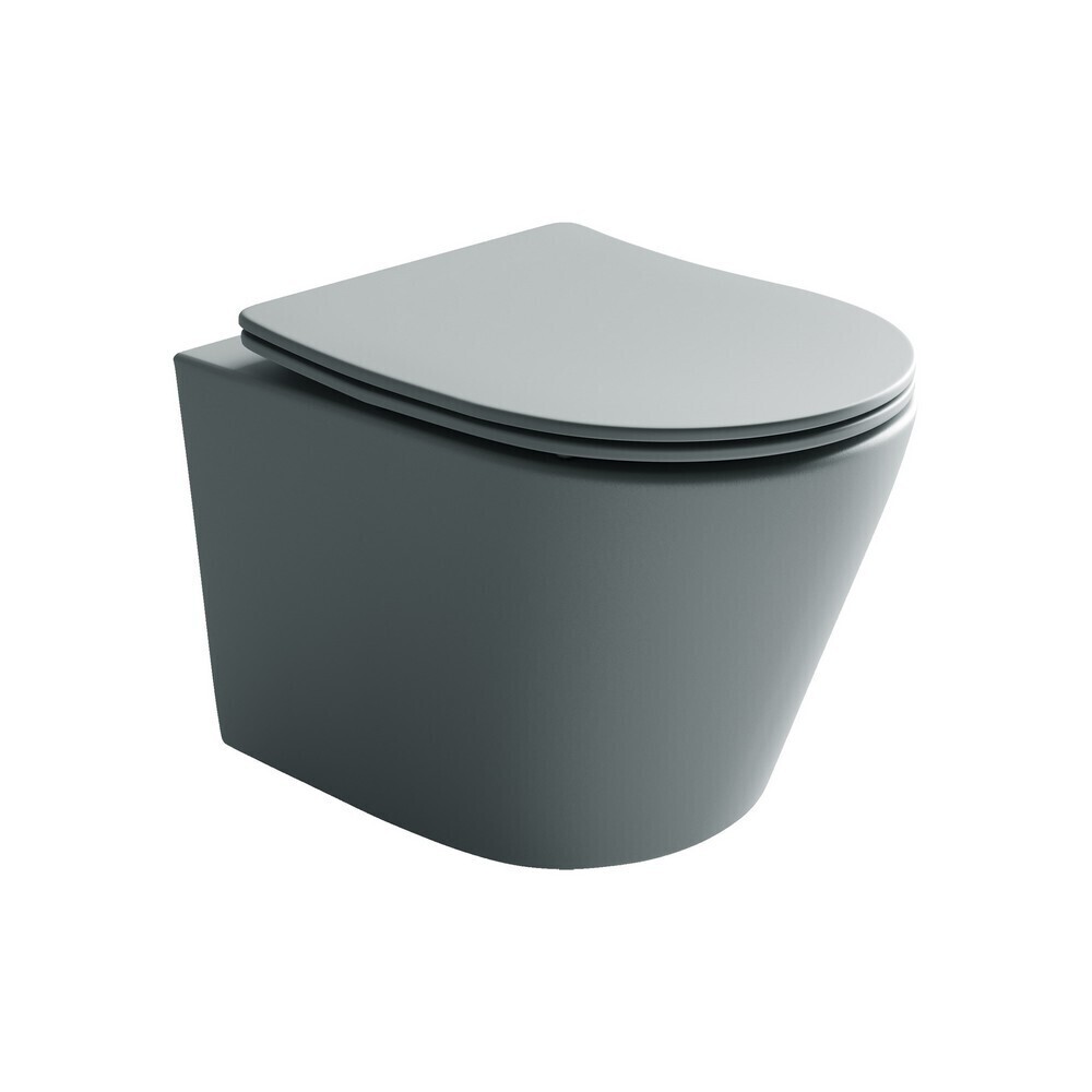 

Унитаз подвесной Ceramicanova Balearica безободковый антрацит матовый с сиденьем дюропласт микролифт (CN6000MH), Серый