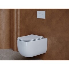 Унитаз подвесной Ceramicanova Noel безободковый белый с сиденьем дюропласт микролифт (CN3013) - фото 8