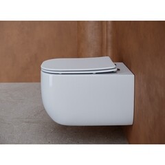 Унитаз подвесной Ceramicanova Noel безободковый белый с сиденьем дюропласт микролифт (CN3013) - фото 7