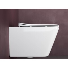 Унитаз подвесной Ceramicanova Metric безободковый белый с сиденьем дюропласт микролифт (CN3007) - фото 9