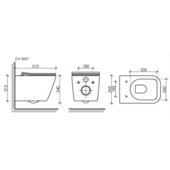 Унитаз подвесной Ceramicanova Metric безободковый белый с сиденьем дюропласт микролифт (CN3007) - фото 3