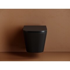 Унитаз подвесной Ceramicanova Union безободковый черный матовый с сиденьем дюропласт микролифт смыв торнадо (CN4009TMB) - фото 7