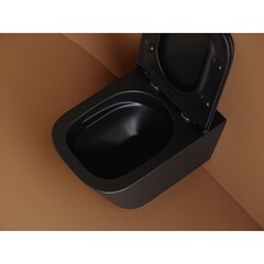 Унитаз подвесной Ceramicanova Union безободковый черный матовый с сиденьем дюропласт микролифт смыв торнадо (CN4009TMB) - фото 6