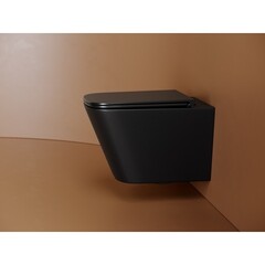 Унитаз подвесной Ceramicanova Union безободковый черный матовый с сиденьем дюропласт микролифт смыв торнадо (CN4009TMB) - фото 3