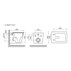 Унитаз подвесной Ceramicanova Union безободковый черный матовый с сиденьем дюропласт микролифт смыв торнадо (CN4009TMB) - фото 2