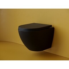 Унитаз подвесной Ceramicanova Metropol безободковый черный матовый с сиденьем дюропласт микролифт смыв торнадо (CN4002TMB) - фото 9