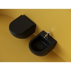 Унитаз подвесной Ceramicanova Metropol безободковый черный матовый с сиденьем дюропласт микролифт смыв торнадо (CN4002TMB) - фото 8