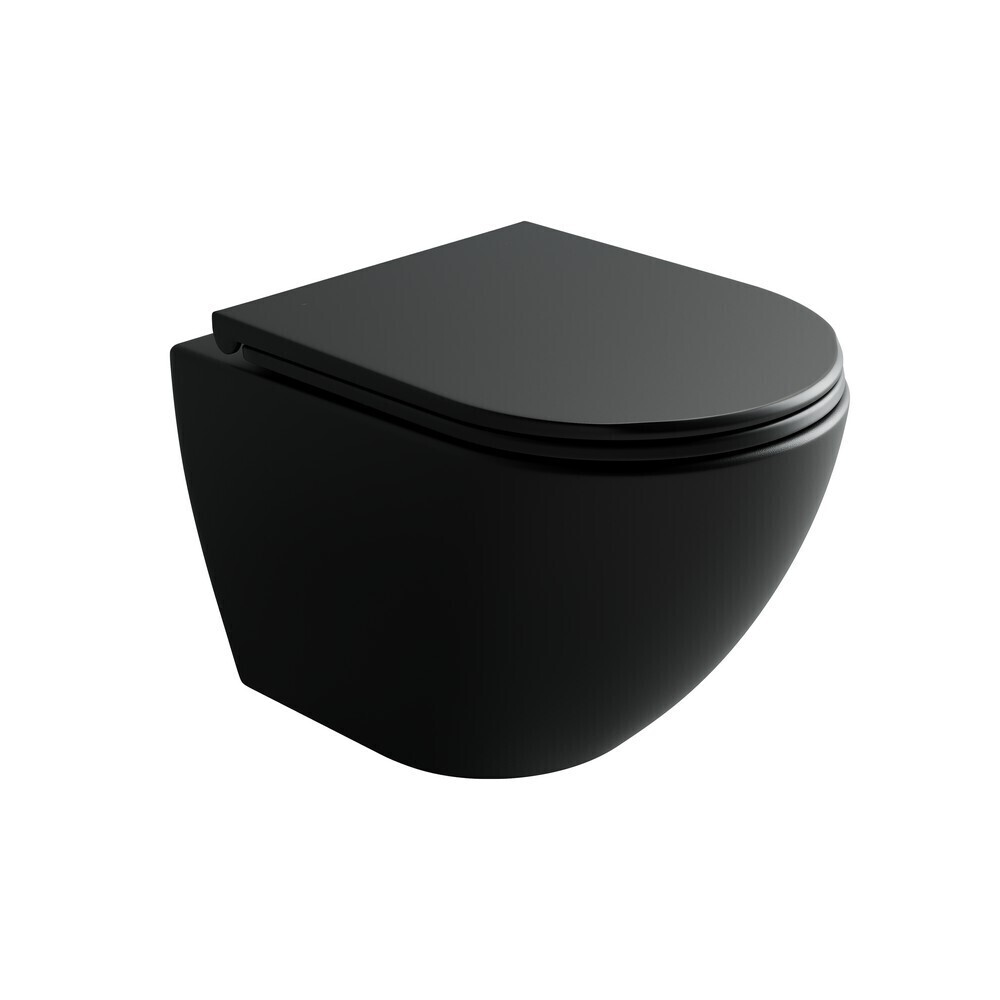 Изображение товара Унитаз подвесной Ceramicanova Metropol безободковый черный матовый с сиденьем дюропласт микролифт смыв торнадо (CN4002TMB)