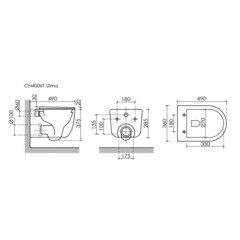 Унитаз подвесной Ceramicanova Ulma безободковый черный матовый с сиденьем дюропласт микролифт смыв торнадо (CN4006TMB) - фото 2