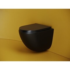 Унитаз подвесной Ceramicanova Vogue безободковый черный матовый с сиденьем дюропласт микролифт смыв торнадо (CN4008TMB) - фото 10