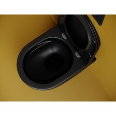 Унитаз подвесной Ceramicanova Vogue безободковый черный матовый с сиденьем дюропласт микролифт смыв торнадо (CN4008TMB) - фото 7