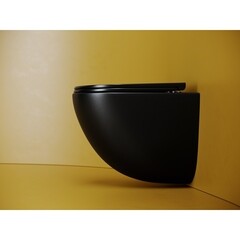 Унитаз подвесной Ceramicanova Vogue безободковый черный матовый с сиденьем дюропласт микролифт смыв торнадо (CN4008TMB) - фото 5
